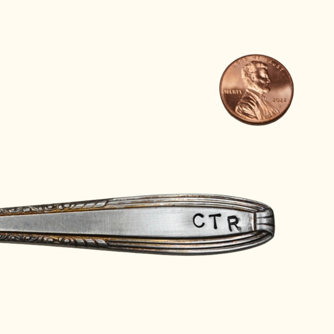 CTR (slight defect on "R") - Stamped Spoon Ring