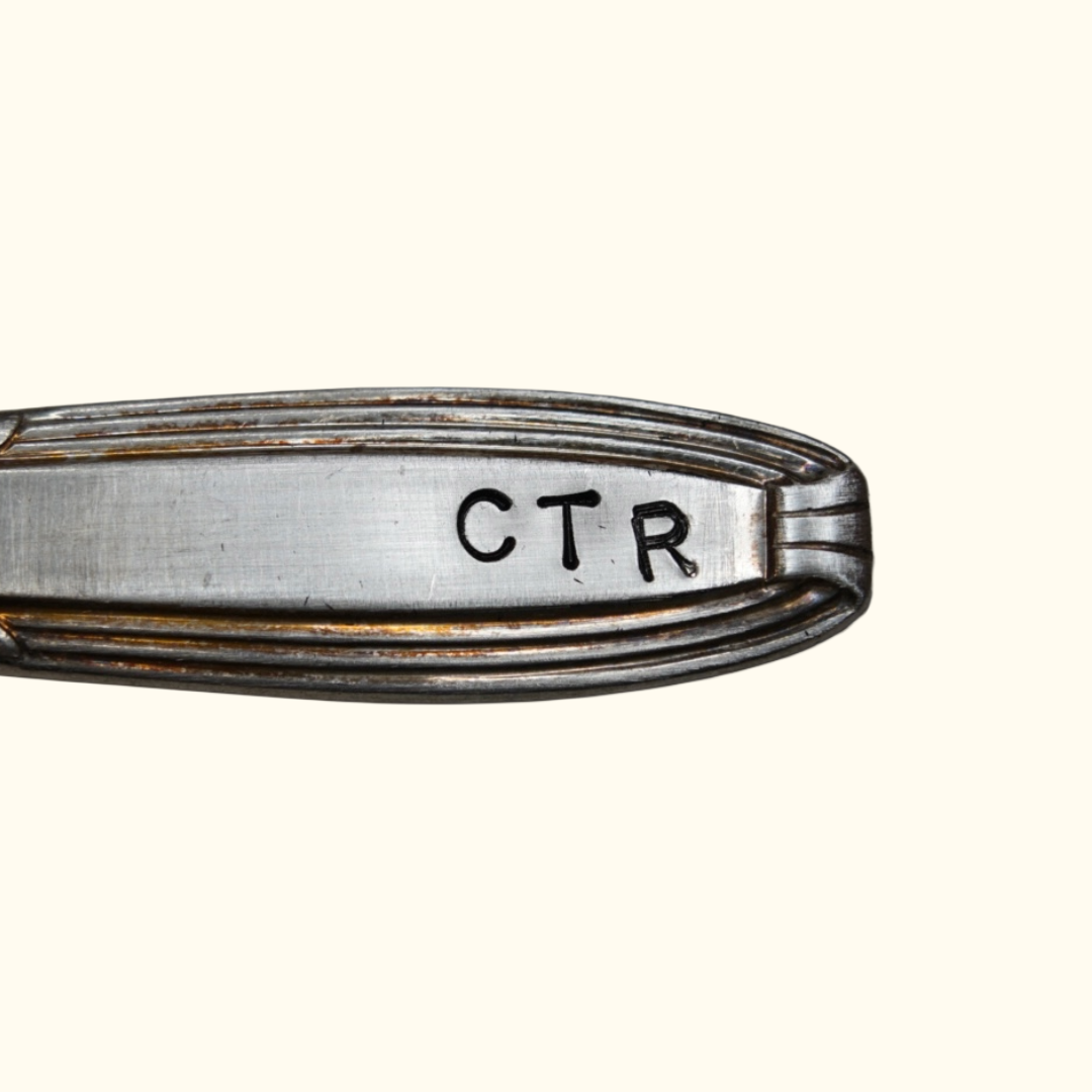 CTR (slight defect on "R") - Stamped Spoon Ring