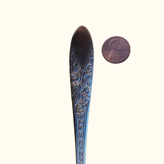 Rose Leaf (xl) - Stamped Spoon Ring